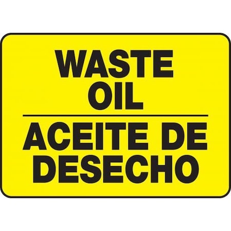 BILINGUAL SAFETY SIGN WASTE OIL SBMCHL527MXL